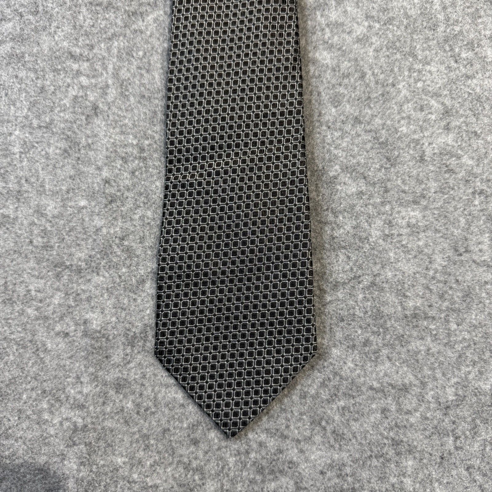 Michelsons London Pure Silk Mens Dress Tie BlackSilver